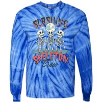 Halloween Ice Hockey Slashing With The Skeleton Crew Cute Gift Tie-Dye Long Sleeve Shirt