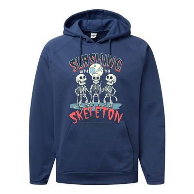 Halloween Ice Hockey Slashing With The Skeleton Crew Cute Gift Performance Fleece Hoodie