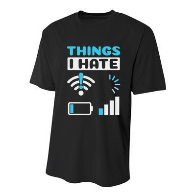 Hings I Hate Programmer Gamer Computer Nerd Youth Performance Sprint T-Shirt