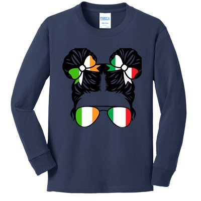 Half Irish Half Italian Girl Ireland Heritage Kids Long Sleeve Shirt