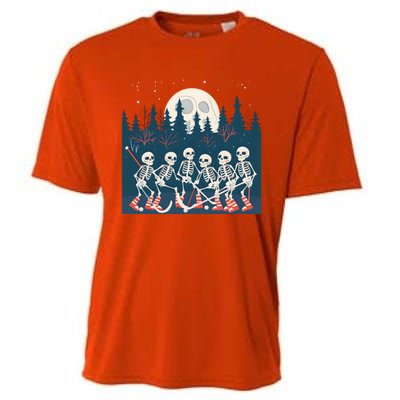 Halloween Ice Hockey Skeleton Hockey Team Gift Cooling Performance Crew T-Shirt