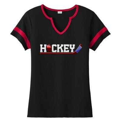 Hockey Ice Hockey Stick Gift Ladies Halftime Notch Neck Tee