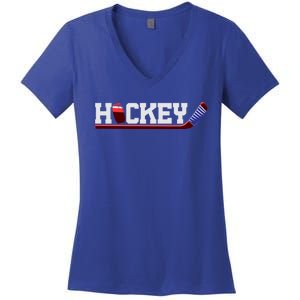 Hockey Ice Hockey Stick Gift Women's V-Neck T-Shirt