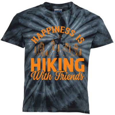 Happiness Is Hiking With Friends Kids Tie-Dye T-Shirt