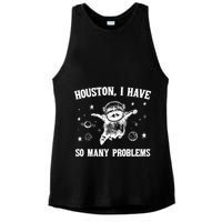 Houston I Have So Many Problems Raccoon In Space Retro 90s Graphic Ladies PosiCharge Tri-Blend Wicking Tank