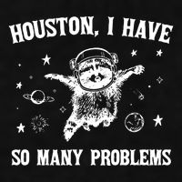 Houston I Have So Many Problems Raccoon In Space Retro 90s Graphic Ladies PosiCharge Tri-Blend Wicking Tank