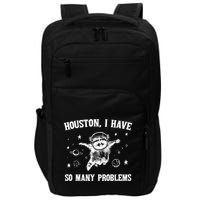 Houston I Have So Many Problems Raccoon In Space Retro 90s Graphic Impact Tech Backpack