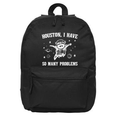 Houston I Have So Many Problems Raccoon In Space Retro 90s Graphic 16 in Basic Backpack