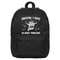 Houston I Have So Many Problems Raccoon In Space Retro 90s Graphic 16 in Basic Backpack