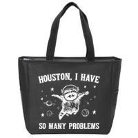 Houston I Have So Many Problems Raccoon In Space Retro 90s Graphic Zip Tote Bag