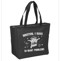 Houston I Have So Many Problems Raccoon In Space Retro 90s Graphic Zip Tote Bag