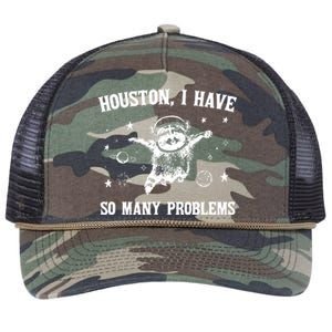 Houston I Have So Many Problems Raccoon In Space Retro 90s Graphic Retro Rope Trucker Hat Cap