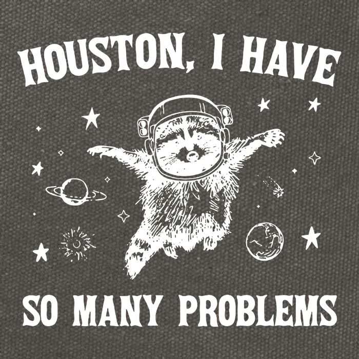 Houston I Have So Many Problems Raccoon In Space Retro 90s Graphic Cotton Canvas Backpack