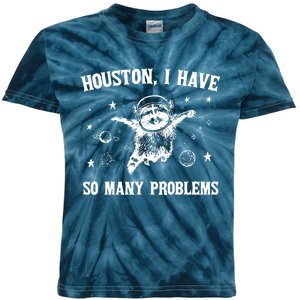 Houston I Have So Many Problems Raccoon In Space Retro 90s Graphic Kids Tie-Dye T-Shirt