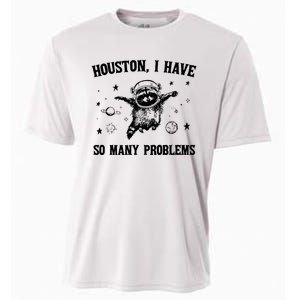 Houston I Have So Many Problems Raccoon In Space Retro 90s Graphic Cooling Performance Crew T-Shirt