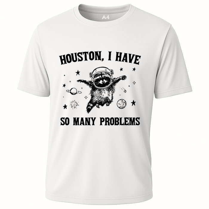 Houston I Have So Many Problems Raccoon In Space Retro 90s Graphic Performance Shirt