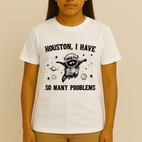 Houston I Have So Many Problems Raccoon In Space Retro 90s Graphic T-Shirt