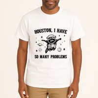 Houston I Have So Many Problems Raccoon In Space Retro 90s Graphic Tall T-Shirt
