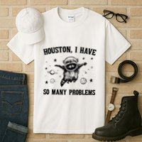 Houston I Have So Many Problems Raccoon In Space Retro 90s Graphic Tall T-Shirt