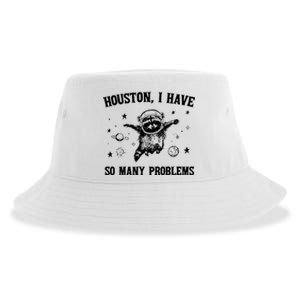 Houston I Have So Many Problems Raccoon In Space Retro 90s Graphic Sustainable Bucket Hat