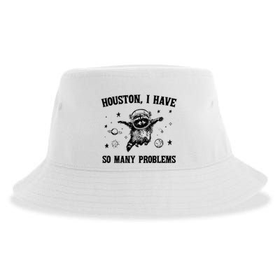 Houston I Have So Many Problems Raccoon In Space Retro 90s Graphic Sustainable Bucket Hat