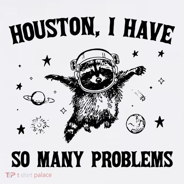Houston I Have So Many Problems Raccoon In Space Retro 90s Graphic Mug