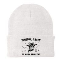 Houston I Have So Many Problems Raccoon In Space Retro 90s Graphic Knit Cap Winter Beanie