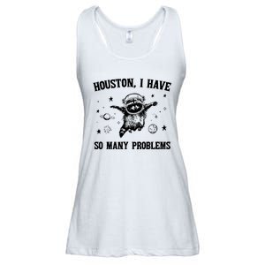 Houston I Have So Many Problems Raccoon In Space Retro 90s Graphic Ladies Essential Flowy Tank