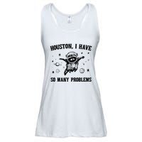 Houston I Have So Many Problems Raccoon In Space Retro 90s Graphic Ladies Essential Flowy Tank