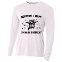 Houston I Have So Many Problems Raccoon In Space Retro 90s Graphic Cooling Performance Long Sleeve Crew