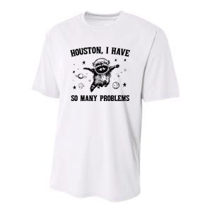 Houston I Have So Many Problems Raccoon In Space Retro 90s Graphic Youth Performance Sprint T-Shirt