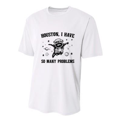 Houston I Have So Many Problems Raccoon In Space Retro 90s Graphic Youth Performance Sprint T-Shirt
