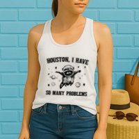 Houston I Have So Many Problems Raccoon In Space Retro 90s Graphic Womens Tank Top