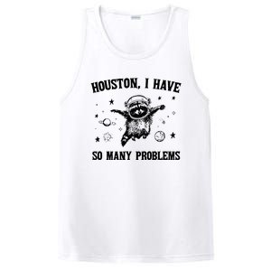 Houston I Have So Many Problems Raccoon In Space Retro 90s Graphic PosiCharge Competitor Tank