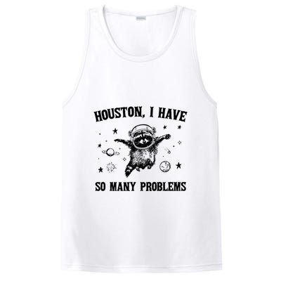Houston I Have So Many Problems Raccoon In Space Retro 90s Graphic PosiCharge Competitor Tank