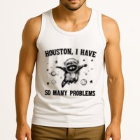 Houston I Have So Many Problems Raccoon In Space Retro 90s Graphic Tank Top