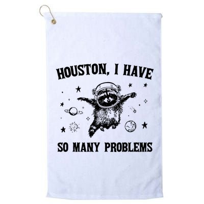 Houston I Have So Many Problems Raccoon In Space Retro 90s Graphic Golf Towel