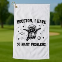 Houston I Have So Many Problems Raccoon In Space Retro 90s Graphic Golf Towel