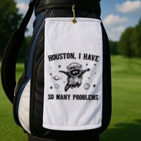 Houston I Have So Many Problems Raccoon In Space Retro 90s Graphic Golf Towel