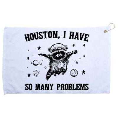 Houston I Have So Many Problems Raccoon In Space Retro 90s Graphic Grommeted Golf Towel