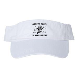 Houston I Have So Many Problems Raccoon In Space Retro 90s Graphic Valucap Bio-Washed Visor