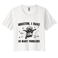 Houston I Have So Many Problems Raccoon In Space Retro 90s Graphic Crop Top