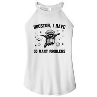 Houston I Have So Many Problems Raccoon In Space Retro 90s Graphic Women's Perfect Tri Rocker Tank