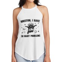 Houston I Have So Many Problems Raccoon In Space Retro 90s Graphic Women's Perfect Tri Rocker Tank