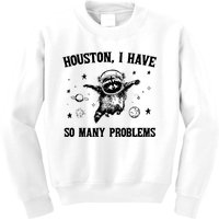 Houston I Have So Many Problems Raccoon In Space Retro 90s Graphic Kids Sweatshirt