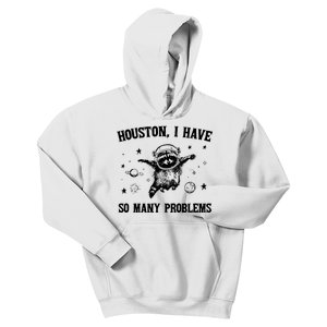 Houston I Have So Many Problems Raccoon In Space Retro 90s Graphic Kids Hoodie