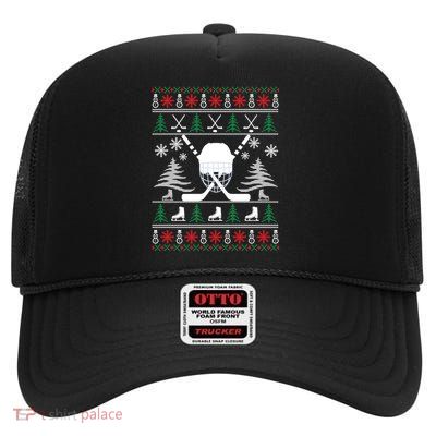 Helmet Ice Hockey For Hockey Lovers Christmas High Crown Mesh Back Trucker Hat