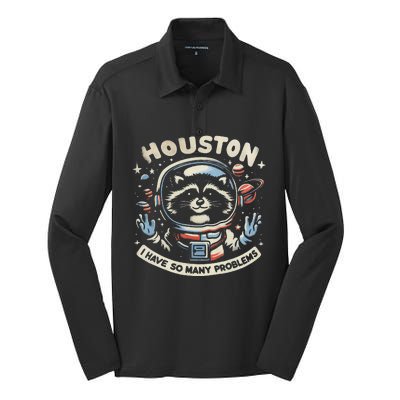 Houston I Have So Many Problems Silk Touch Performance Long Sleeve Polo