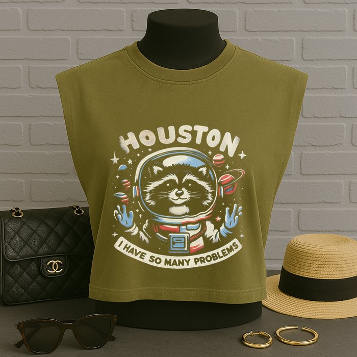 Houston I Have So Many Problems Garment-Dyed Women's Muscle Tee