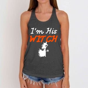 Halloween Im His Witch Im Her Boo Matching Couples Costume Meaningful Gift Women's Knotted Racerback Tank